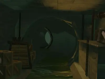 Adventure game sewer environment Low-poly 3D model