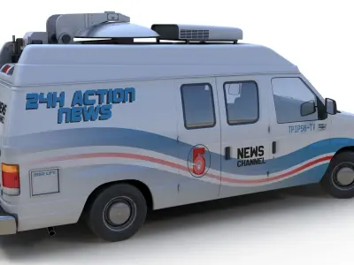 American generic newsvan Low-poly 3D model