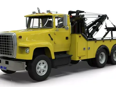 L9000 Tandem Axle Tow Truck 3D Model with Holmes 850 Wrecker 3D model