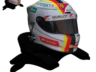 Vettel helmet 2016 Low-poly 3D model