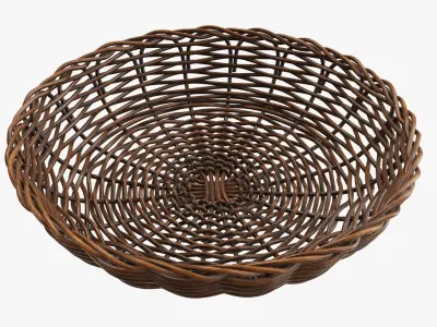 Wicker basket tray dark brown 3D model