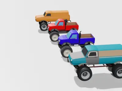 Stylish Monster Truck Pack Low-poly 3D model