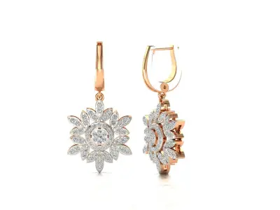 Earrings-72 earring in rose gold with diamonds 3D print model