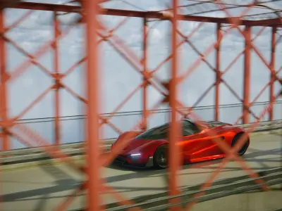 Car Animation on Infinite Bridge Low-poly 3D model