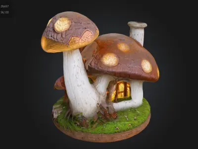 Fantasy Mushroom House Glowing Stylized Forest Home 3D model
