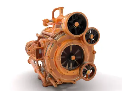 Steampunk Industrial Engine Model Pack Low-poly 3D model