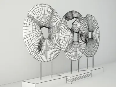 Teak Wood Table Top Decoration 3D model