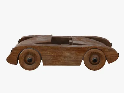 Old wooden toy sports car 3D model