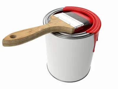 Paint bucket opened with brush 02 3D model