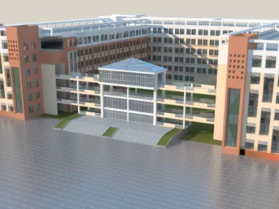 3D Campus School Buildings 002 3D model