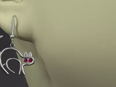 earrings cat earring 3D model