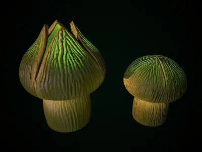 Swamp Fantasy Mushrooms Low-poly 3D model