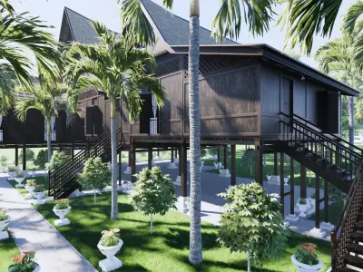 Negeri Sembilan Traditional House of Malaysia 3D model
