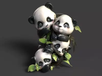 Chinese panda figure  Low-poly 3D model