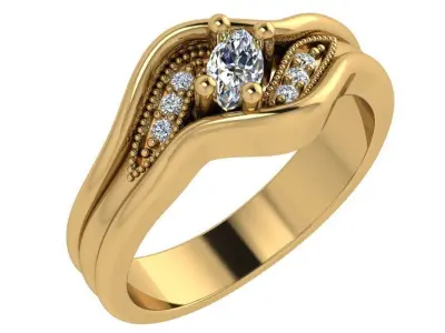 Diamond Milgrain Ring 4456 3D print model