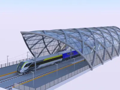 American train station 3D model