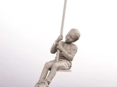 Garry 14507 - Black Boy Riding A Cable Car On The Playground Low-poly 3D model