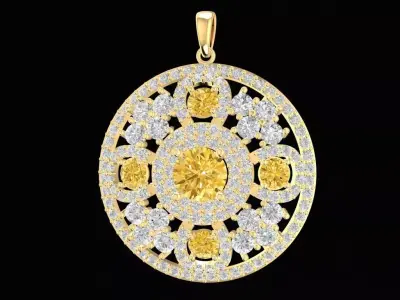 Luxury Round Gemstone Pendant Jewelry 3D Model 906 3D print model