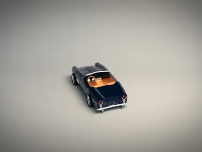 Low Poly Roadster sports car Low-poly 3D model