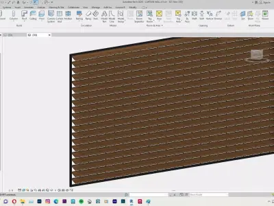 curtain wall revit family - wooden sun shading 3D model