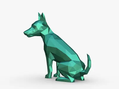 jack russell terrier low poly 3D print model