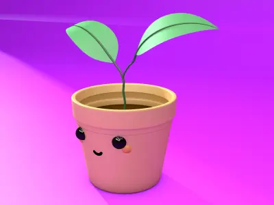 Cute Pot Plant 3D model
