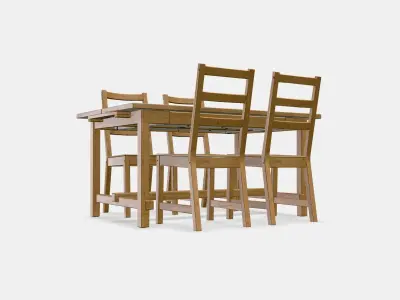 NORDVIKEN - NORDVIKEN table and 4 chairs 1 Low-poly 3D model