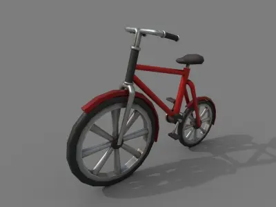 Bicycle  Red Low-poly 3D model