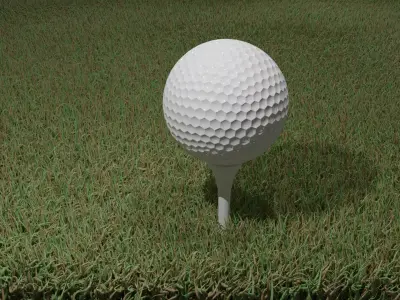 Golf Ball and Tee Low-poly 3D model