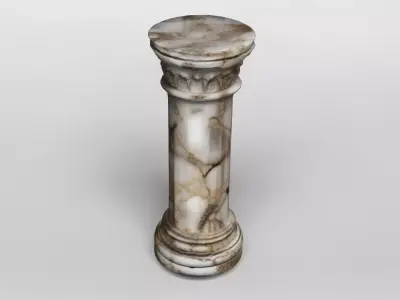 Ornate Polished Marble Pedestal 3D model