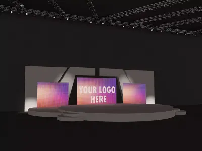 Event and Conference Stage With Led Screens 3D model