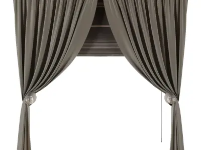 Curtains with Roman blinds 32 HBH Low-poly 3D model