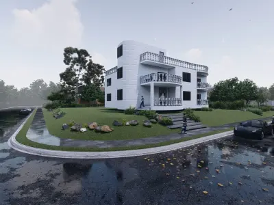 modern villa 3D model 4