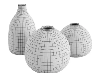 AKU ceramics set of Mini Vases 3D model