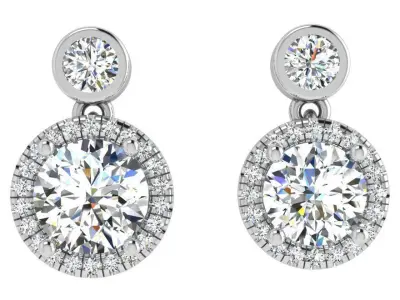 Round Halo Earring 4539 3D print model