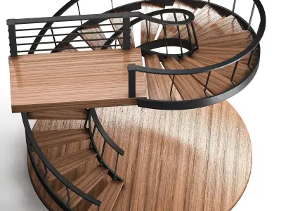 Wooden Spiral Staircase 3D model