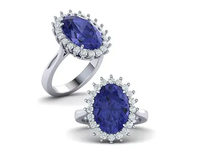 Classic Sapphire engagement ring Oval stone cut 3dmodel 3D print model