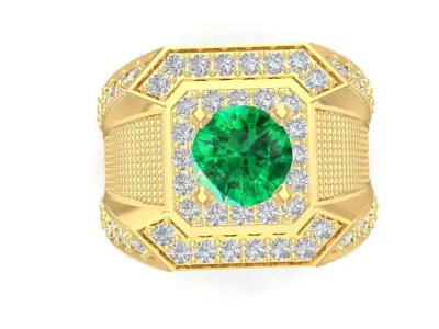 Luxury Emerald Diamond Men Ring 2213 3D print model