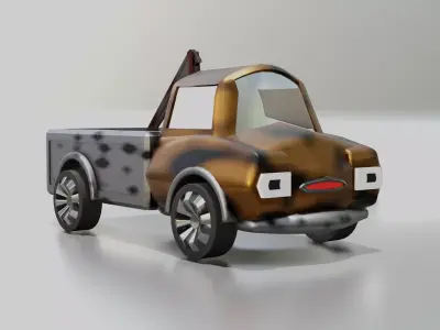 cartoon tow car Low-poly 3D model