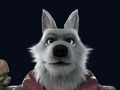  Cartoon Old Wolf NoRig  3D model