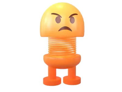 Car Spring Expression Decoration Toys Angry Face v1 003 Low-poly 3D model