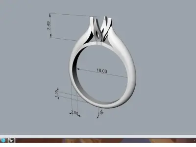 Engagement ring 18 mm 3D print model