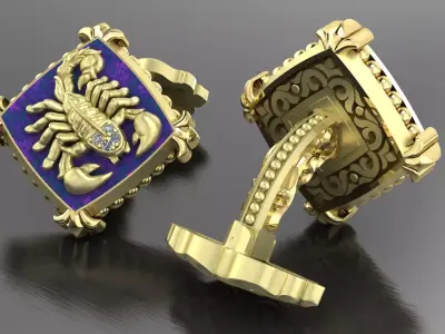 Zodiac signs Cufflinks Scorpion 3D print model