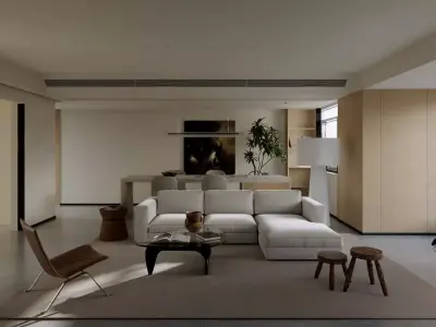 Mid Century interior scene 3D model