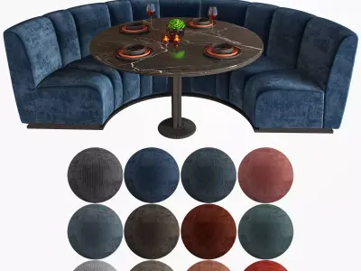 Round Restaurant Cafe Sofa Tableware part2 3D model