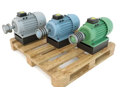 Electric motor - Wooden pallet 3D model 3D model