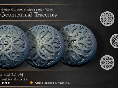 Gothic Ornaments Alpha and Obj Pack 3D Model Collection