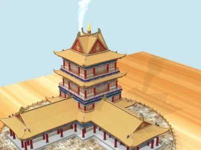 Chinese smoke ancient house 3D model
