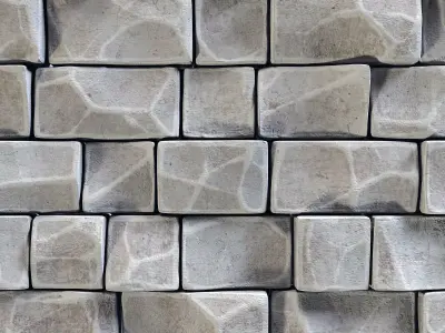 Stone wall rock brick n2 3D model