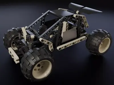 Rigged Lego buggy  3D model